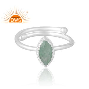 แหวนพลอยควอตซ์สีเขียวธรรมชาติทำจากเงินแท้ของ925เครื่องประดับที่ออกแบบได้เองเป็นของขวัญสำหรับผู้หญิงสำหรับผู้หญิง - Product Image 3