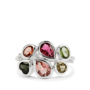 Anillo de Turmalina de Mozambique con Circonita Blanca, Gema de 2.76 Quilates, 13x19mm, Nueve Piedras, Plata de Ley 925, Circonita, Piedra de Nacimiento de Octubre - Product Image 1