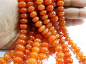8 à 12 mm perles rondelle de cornaline naturelle couleur orange brin gradué lisse lisse 8 pouces de long - Product Image 4