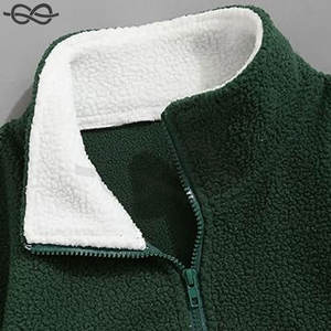 Veste polaire Sherpa pour hommes personnalisée OEM fermeture éclair à glissière 1/4 sweats à capuche hiver pull décontracté motif imprimé ODM - Product Image 4