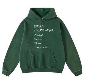 Sudadera con capucha unisex atlética con lavado ácido, sudadera de lana pesada, abrigo de invierno de gran tamaño para hombre con cuello con capucha - Product Image 2