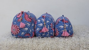 Juego de 3 estampados florales de algodón indio para neceser, bolsa de lavado acolchada, Kit de afeitado, neceser, cierre de cremallera, marca de viaje - Product Image 2