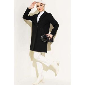 เสื้อโค้ทผ้าแคชเมียร์กระดุมสองแถวปกเสื้อโค้ทซับในสีดำ - Product Image 3