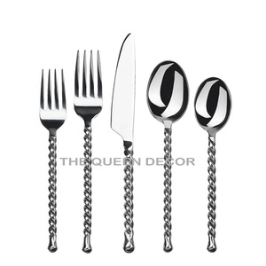 Luxueux Laiton Métal Qualité Métal Haute Qualité Plaqué Or Fleurs Designer Ustensiles De Cuisine Vaisselle Couverts - Product Image 6