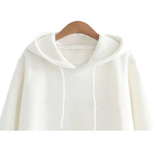 Vestido Sudadera de Invierno Personalizado para Mujer, 100% Algodón, Felpa, Ecológico, Transpirable, Resistente al Viento, con Bordado en Relieve en la Parte Delantera, Cuello Redondo Blanco - Product Image 4