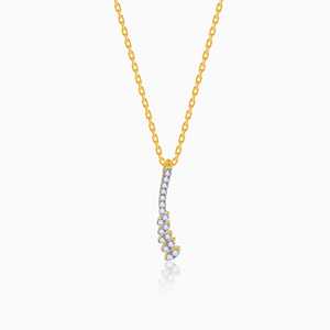 Elegant Women Gold Curve <b>Diamond</b> Pendant Necklace Stylish Charm <b>Jewelry</b> for Daily Wear Party Anniversary and Gift Occasion - Product Image 6