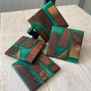 Juego de posavasos de resina de madera genuina, utensilios de cocina ligeros reutilizables naturales de alta calidad para restaurante en casa, diseño clásico personalizado - Product Image 1