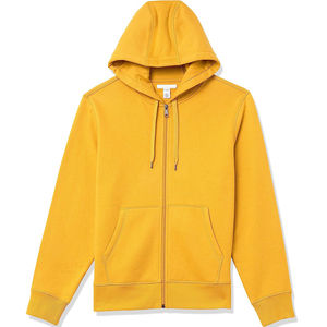 Vente en gros Prix pas cher personnalisé de haute qualité personnalisé fermeture éclair complète jaune à capuche logo imprimé coton polaire hommes sweats à capuche logo personnalisé - Product Image 1