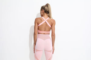 Ensemble de sport 2 pièces pour femme : Legging de yoga sans couture et brassière de sport à bretelles croisées, tenue de sport avec motif assorti - Product Image 6