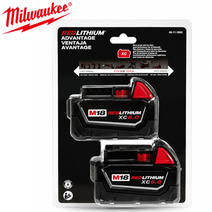 2-pack (XC) 6.0 Ah Milwaukee 18V REDLITHIUMLithium-Ion accu, duurzame uitgebreide capaciteit voor M18 boormachine en impactschroevendraaier accu - Product Image 6