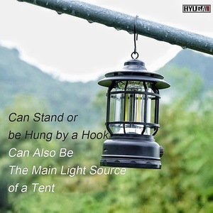 HYUGA COB LED al aire libre Camping RETRO luz recargable blanco cálido clásico vieja escuela linterna atmósfera lámpara tienda de luz - Product Image 4