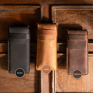 Venta al por mayor personalizado en relieve marrón cuero genuino padrino regalo cigarro titular y rollo bolsa conjunto humidificadores accesorio - Product Image 4