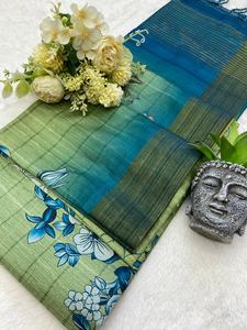 Belle soie douce Tusser avec fabricant et fournisseur de Saree d'impression numérique de Surat au prix de gros - Product Image 5