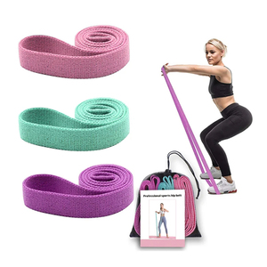 Prix bon marché meilleure qualité personnalisé couleur unie longues bandes de résistance tissu Logo imprimé bas prix longue bande de fitness - Product Image 2
