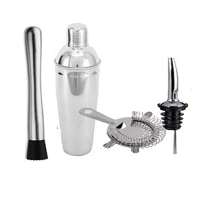 Ensemble d'outils de bar shaker à cocktail de qualité supérieure, kit de barman en acier inoxydable avec tous les accessoires de bar ensemble de 4 pièces - Product Image 1