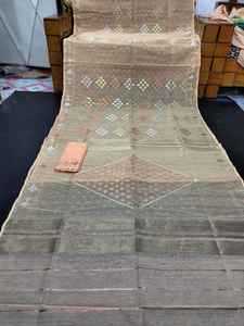 Deshi dhakai jamdani sharee ส่งออกคุณภาพสำหรับผู้หญิงผ้า jamdani สีฟ้าสีแดงสีเขียวสีทองจากบังคลาเทศ - Product Image 6