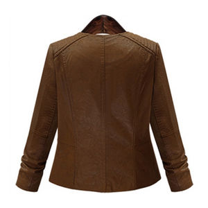 Veste de moto en cuir d'agneau écologique brodée, style européen et américain populaire, grande taille pour femmes, mode automne-hiver - Product Image 3