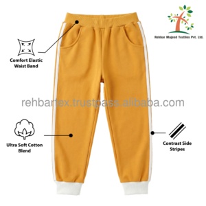 Pantalons de jogging personnalisés pour bébés garçons et filles, en jersey de coton, pantalons de survêtement pour enfants, taille élastique, pantalons pour tout-petits, poches latérales à rayures - Product Image 5
