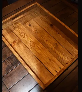 Plateau de service en bois lavé blanc rectangulaire rustique cuisine Table basse décor cadeau fabriqué à la main - Product Image 2