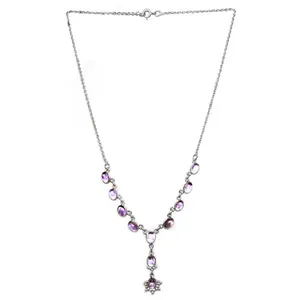 Élégant collier pendentif en argent 925 avec améthyste taille ovale et motif étoile tendance pour femme, idéal au quotidien, chaîne serpent - Product Image 1