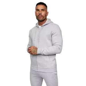 Chaqueta con capucha Terry con cremallera para hombre de estilo básico de alta calidad en blanco personalizada 2025 - Product Image 1