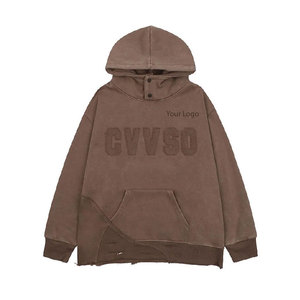 Haute qualité 100% coton hiver pull détresse broderie sweats à capuche sur taille sur mesure - Product Image 1