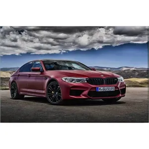 Impression sur toile de la BMW M5 Fida Burgundy sous des nuages spectaculaires - Product Image 6