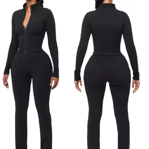 Ensemble de vêtements de sport pour femmes en deux pièces, vêtements de yoga pour la salle de sport, ensemble de sport à manches longues, sweat-shirt de yoga - Product Image 1