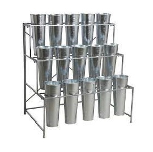 Trang Trí Kim Loại Sắt Kim Loại Hoa Hiển Thị Giá Với 15 Kim Loại Mạ Kẽm Xô Vòng Hình Dạng Trồng Với Đứng Chất Lượng Cao - Product Image 1