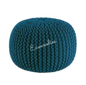 Puf de macramé de algodón 100% otomano, PUF de algodón de la mejor calidad, taburete redondo para sentarse, taburete de almacenamiento, consola con incrustaciones de hueso - Product Image 3