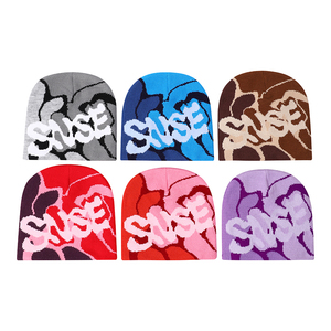 Gorro Jacquard con logotipo personalizado y MOQ bajo al mejor precio, gorro con estampado completo, gorro tejido con calavera de invierno sin puños - Product Image 4