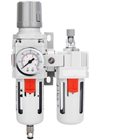 Suspension pneumatique 3/8 NPT, filtre à air comprimé, régulateur, lubrificateur combiné, séparateur eau/huile - Manomètre (0-150 psi), bol en polyéthylène, vidange semi-automatique, kit de suspension pneumatique