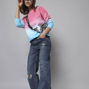 Sudaderas Extra Grandes con Cuello Redondo para Mujer, Manga Larga, Algodón Terry, Lavado Ácido, Estampadas, Ropa de Otoño/Invierno con Logotipo Frontal - Product Image 4