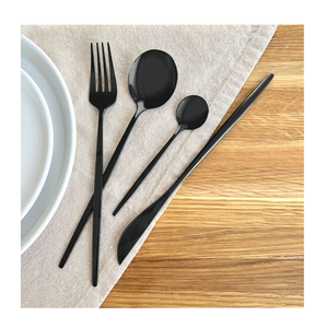 Couverts en acier inoxydable poli noir mat ensemble 4 pièces vente chaude Restaurant mat couverts vaisselle de mariage utilisé - Product Image 6