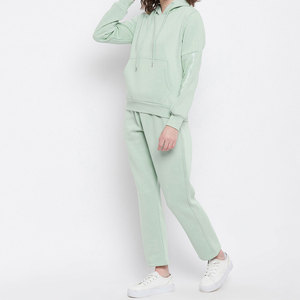 2025 nuevo otoño mujer 100% algodón dos piezas chándal conjunto sólido dos piezas Jogger conjunto Sudadera con capucha pantalones conjunto con logotipo personalizado - Product Image 5