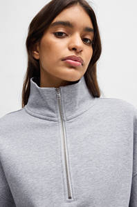 Sweat-shirt à col zippé en coton éponge dernier modèle pour femmes, épaules tombantes, poignets côtelés et ourlet, vêtements décontractés, sweats à capuche pour femmes - Product Image 4