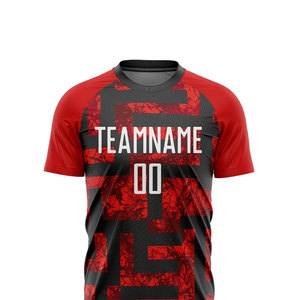 Personalized Design <b>Red</b> <b>Black</b> Stylish Soccer Team Uniforms <b>Top</b> Quality Short Sleeve Football Uniforms Factory OEM Soccer Kits - Product Image 4