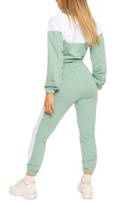 Chándal de invierno, conjunto de 2 piezas, conjunto de sudaderas con capucha para mujer, ropa de calle, Sudadera con capucha corta con manga completa y pantalones de chándal acampanados, conjunto de chándal para mujer - Product Image 4