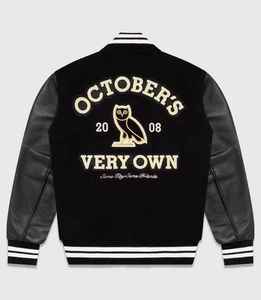 Veste universitaire pour homme de haute qualité, écologique, en cuir d'agneau, manches en cuir d'agneau, fermeture à un bouton, design OVO rouge - Product Image 2