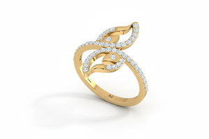 Anillo de Lujo para Mujer en Oro de 14K y Diamantes Naturales con 48 Piedras de Corte Brillante Color Blanco G |   0.40Ctw Chapado en Rodio para Uso Diario - Product Image 4