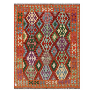Alfombra Kilim de Maimana, Afganistán, 194 x 153 cm, para Decoración del Hogar - Product Image 1