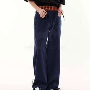 Mid Waist Double Waist Straight Casual Pants Comfortable Loose Fit Drawstring Closure 100% Cotton Breathable Eco-Friendly for - Product Image 3