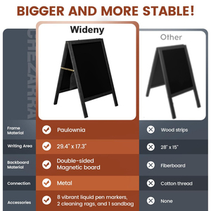 <span class=keywords><strong>Pizarra</strong></span> de Tiza con Marco en A, <span class=keywords><strong>Pizarra</strong></span> Magnética de Doble Cara, Juego de Pizarras de Madera con Soporte y Marcadores - Product Image 4
