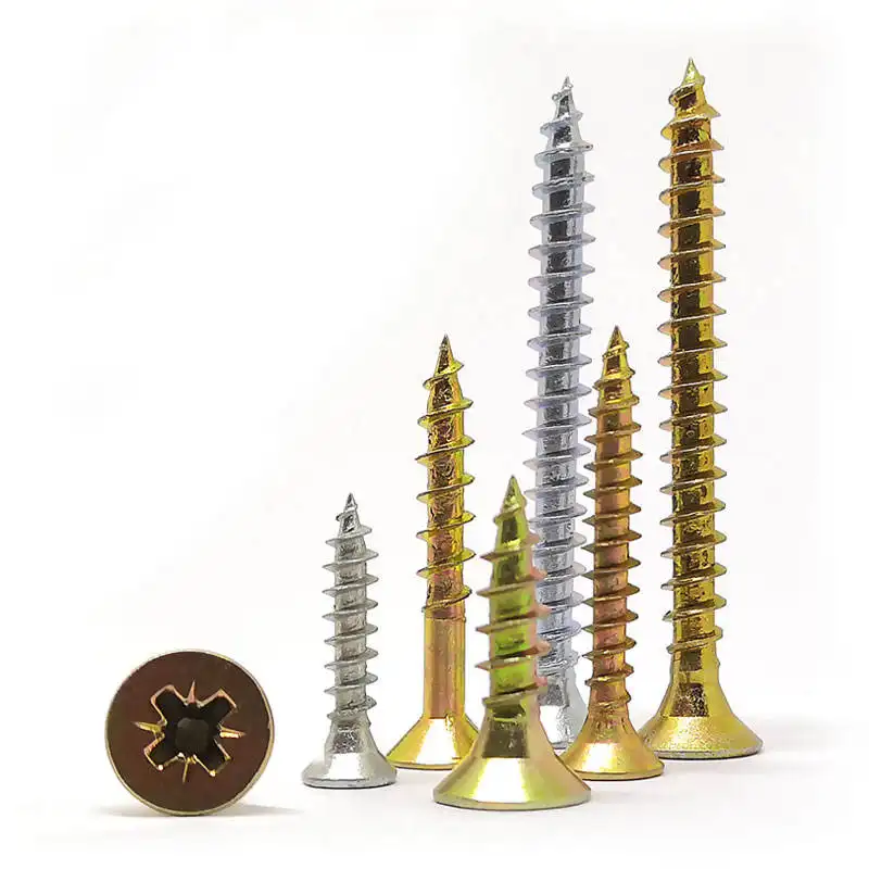 M2 M3 M4 M5 M6 Yellow zinc stainless steel countersunk head chipboard self-tapping self drilling wood screws