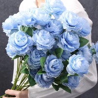 Fleurs artificielles en soie bleues, mélange de matériaux floraux bleus pour la décoration d'arrangements floraux de mariage, personnalisables
