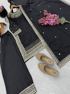 Chinon Modern Party Lehenga Costume pantalon Kurta imprimé sur le devant et le dos avec Dupatta en tissu Reyon - Product Image 5