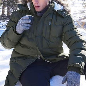 Abrigos largos de invierno para hombre Chaquetas gruesas aisladas con capucha hinchadas resistentes al agua cálidas con Capucha ajustable - Product Image 5