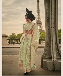 Pure <b>Silk</b> Saree with <b>Organza</b> Blouse for Women Ready to Wear Party Wear Low Price choli - Product Image 1