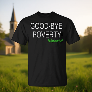 Camiseta cristiana Good Bye Poverty Filipenses 419, color negro, unisex, talla para adultos - Product Image 3