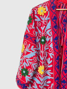 Chaqueta de Terciopelo con Bordado Floral, Cuello Mandarín, Manga Larga, Estilo Prairie Chic, Talla Grande, Ropa de Invierno para Mujer - Product Image 3